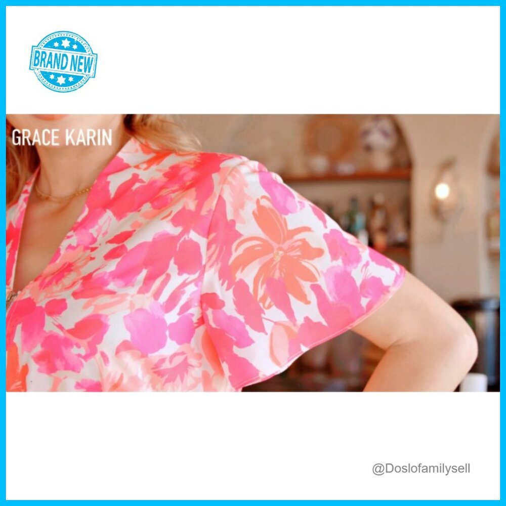 Floral Maxi Dress Casual Boho Flowy Summer Zipper Front Pockets Midi - Picture 6 of 6